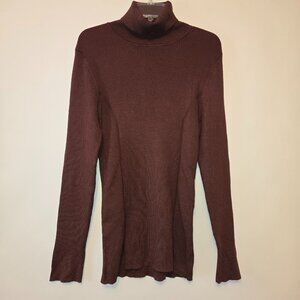 Ashley Stewart Expresso Brown Ribbed Knit Turtleneck Sweater Plus Sz 22/24